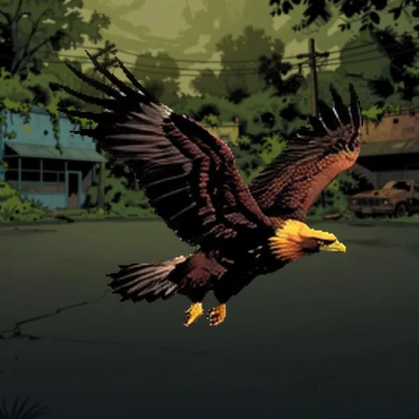 An eagle in flight, talons out.